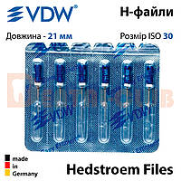 H-file VDW (Hedstroem VDW) Н файлы вдв в блистере 6 шт. 21 мм, 30