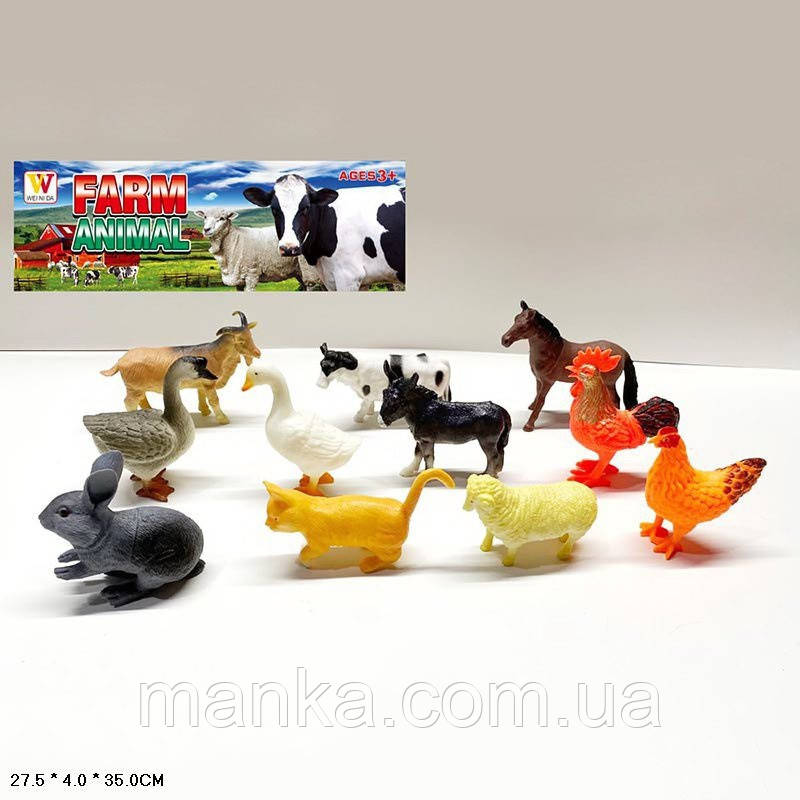 Тварини набір пласт. арт. 2068B (60шт/2) домашні, 11 шт у наборі, пакет. 27,5*4*35см, фото 1