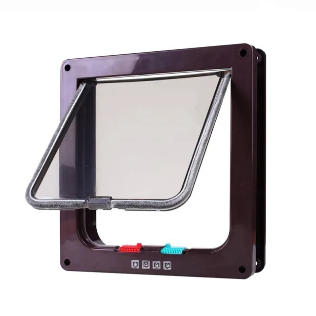 Двері двосторонні для котів і дрібних собак Коричневі розмір XL (28х25х5,5см), фото 1