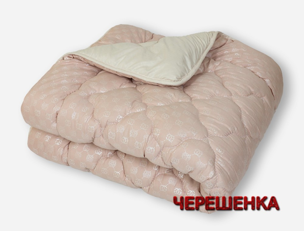 Демісезонне стьобане двоспальне Євро ковдра 195х215 см тепле двостороннє мікрофібра/ холофайбер бежеве з пудровим