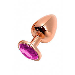 Анальна пробка Wooomy Traalo Rose Gold Metal Plug MAGENTA M, фото 1