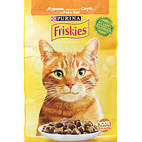 Вологий корм для котів Purina Friskies з куркою, шматочки у підливці 85 г.(7613036965262)