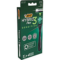 Станок для гоління Bic Flex 3 Hibrid Sensitive чоловічий з 4 змінними картриджами 1 шт (3086123644977)