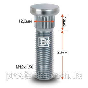 Шпилька забив. CRP123A28 M12X1,50 довжина різання.частинки 28 мм Цинк, фото 1