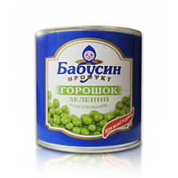 Горошок зелений консервований Бабусин продукт 420 г.