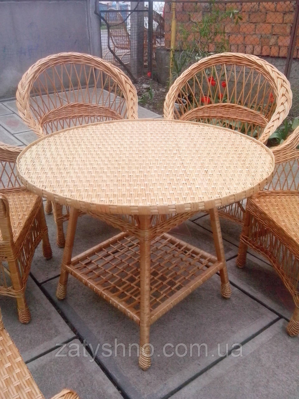 Комплект плетеной мебели с круглым столом | кресла и стол плетеный из лозы | плетеная мебель ручной роботы - фото 3 - id-p300257685
