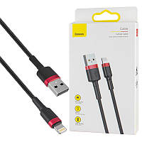 Кабель Baseus Cafule Cable USB For iP 2.4A 1m Red+Black (CALKLF-B19)