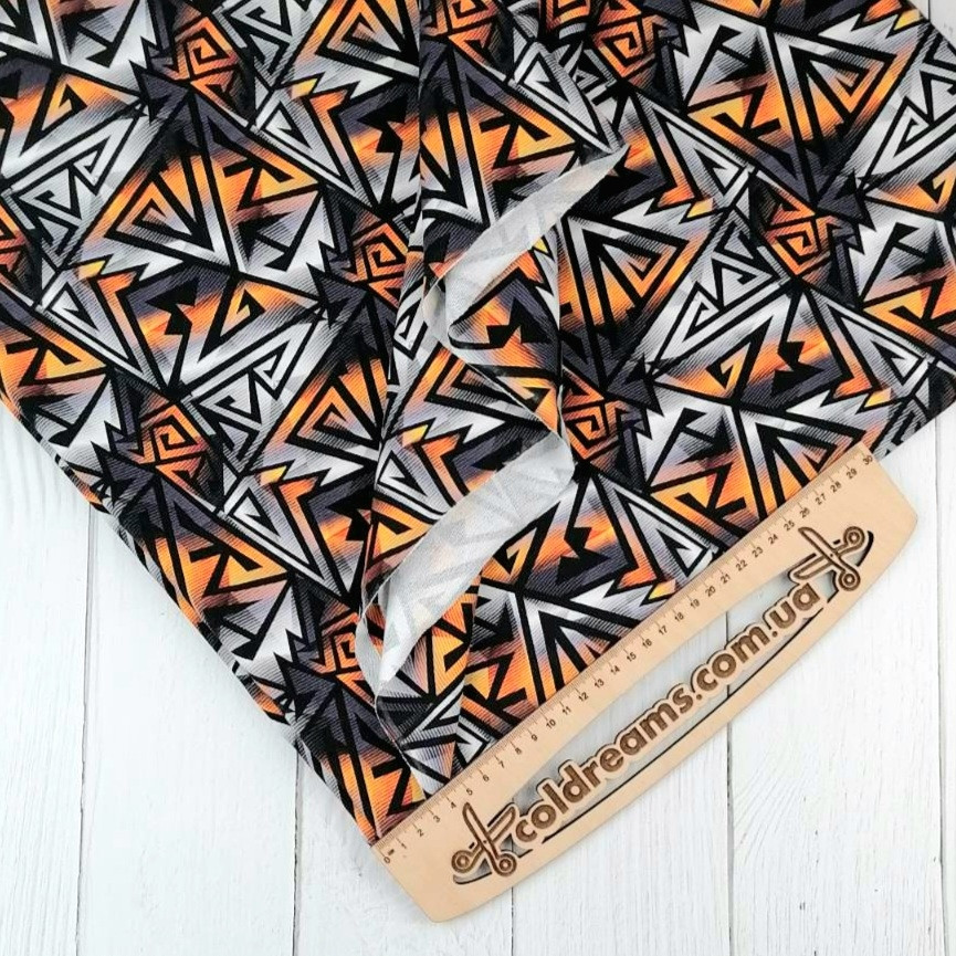 Футер двонитка "Геометрія Оранж" 180 см. (диджитал)