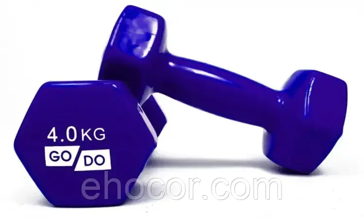 Гантель для фітнесу з вініловим покриттям 2шт по 4кг, фото 1