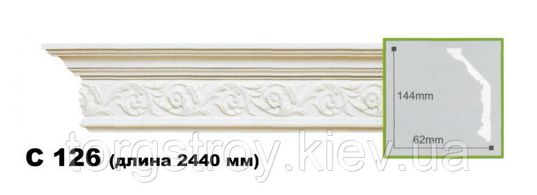 Карниз стельовий гнучкий C126Flexi, довжина 2,00м, Gaudi Decor, фото 1