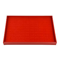 Планшет лоток під кільця індивідуальні комірки 100 шт. горизонтальний червоний оксамитовий розмір 35Х24 см