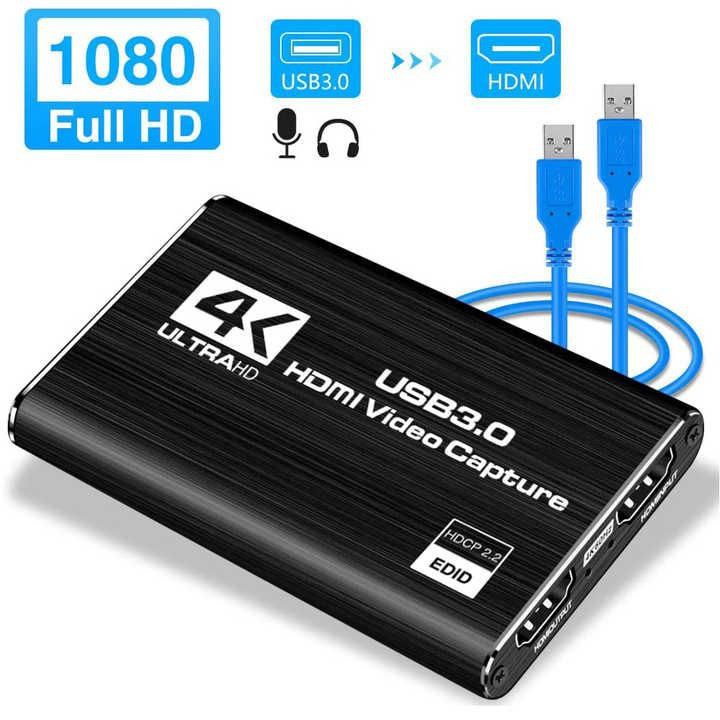 Зовнішня карта відеозахоплення 4K HDMI в USB 3.0 з мікрофонним входом та виходом на навушники, пристрій відео оцифрування ( 4K