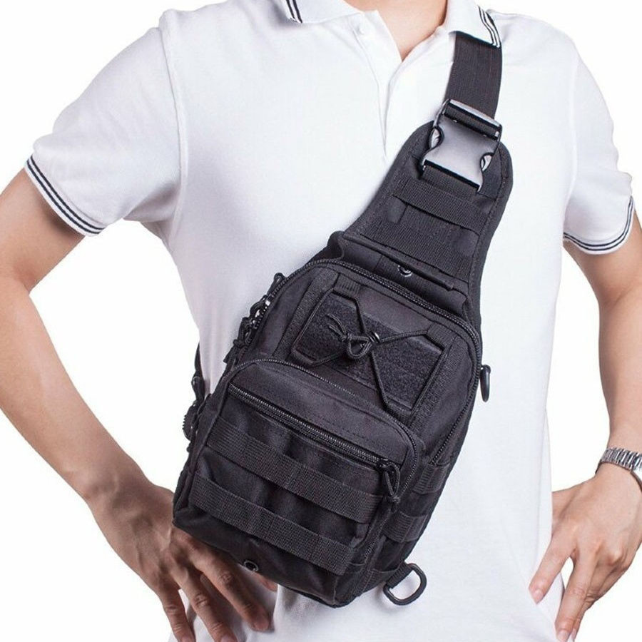 Качественная тактическая сумка, укрепленная мужская сумка рюкзак тактическая слинг. Цвет: черный - фото 5 - id-p1787179135