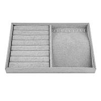 Планшет лоток двозонний під кільця ланцюга та браслет 9 гачків та інший горизонтальний сірий велюр розмір 35Х24см