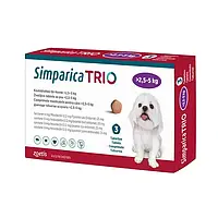 Zoetis Simparica TRIO (Симпарика ТРИО) таблетки от блох, клещей и гельминтов для собак от 2,5 до 5 кг, 1 шт