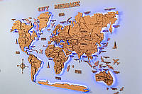 Деревянная карта мира на стену Пробка лед без акрила