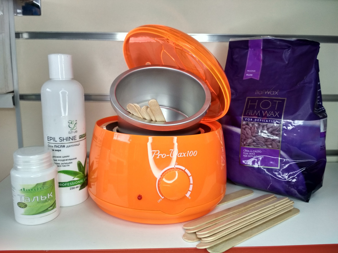 Набір для депіляції з банковим воскоплавом 100вт 4 предмета в комплекті, фото 1