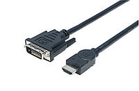 Кабель HDMI M - DVI 24M, 1.5 м, обплетення