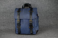 Мужской кожаный рюкзак "Hankle H1" натуральная Винтажная кожа, цвет Синий + Черный
