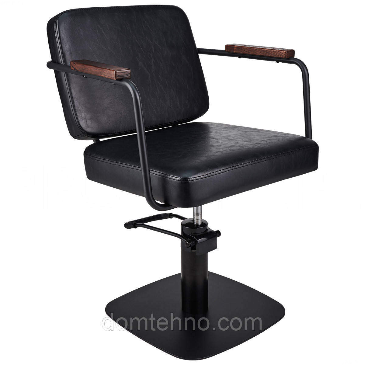 Перукарське крісло Ayala Enzo чорного кольору з квадратною чорною основою, фото 1