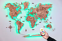 Деревянная карта мира на стену Шпон