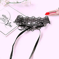 Ажурний мереживний чокер зі щільного гіпюру Tender Sweet - Чорний - Еротична білизна