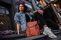 Женский кожаный Рюкзак Токио, размер средний, натуральная Винтажная кожа цвет коричневый, оттенок Коньяк
