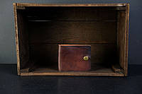 Кожаный кошелек портмоне Жорик, натуральная кожа итальянский Краст, цвет коричневий оттенок Вишня