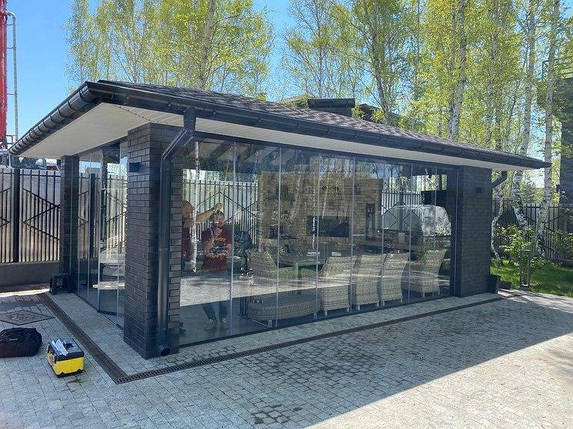 Скління альтанки безрамною розсувною системою TIARA MAX, фото 1