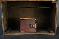 Классическое портмоне с монетницей с застежкой кожа Итальянский Краст цвет коричневий, оттенок Вишня