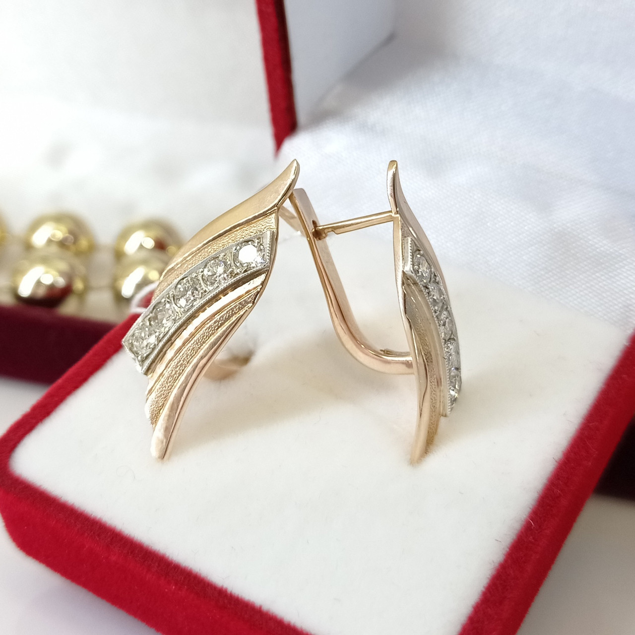 Золоті сережки з діамантами, фото 1