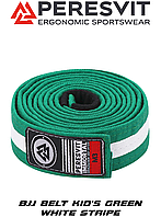 Пояс для детского кимоно джиу-джитсу Peresvit BJJ Belt Kid's Green White Stripe