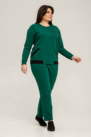 Жіночий зелений спортивний костюм великого розміру, фото 2