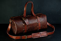Кожаная сумка Travel дизайн №81, натуральная кожа итальянский Краст, цвет Вишня