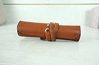 Кожаный пенал "Скрутка на 4 кармана" натуральная кожа итальянский Краст, цвет Коричневый