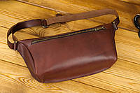 Кожаная сумка Модель №55, натуральная кожа итальянский Краст, цвет коричневий, оттенок Вишня