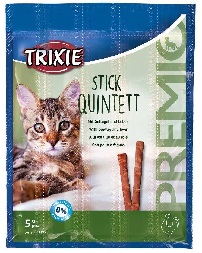 Ласощі Trixie для котів Тріксі Преміо "Quadro-Sticks" палички домашня птиця/печінка 5г 5шт/упак