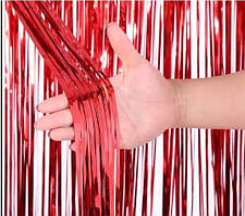 Фольгована шторка червоний металік  1*2 метри Китай