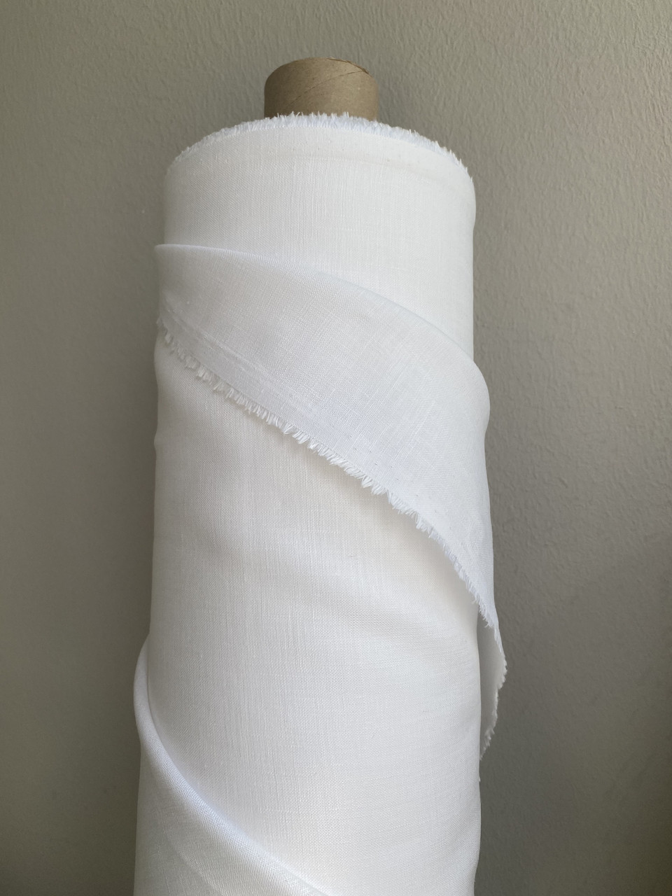 Біла сорочково-платтєва лляна тканина, колір 101