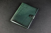 Блокнот в кожаной обложке формата А5, натуральная кожа итальянский Краст, цвет Зеленый