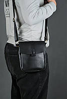 Кожаная мужская сумка Уильям, натуральная кожа итальянский Краст цвет Черный