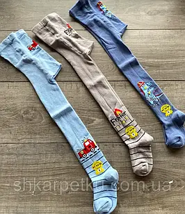 Дитячі демісезонні колготки для новонароджених KBS бавовна для хлопчиків з малюнком "дракон", " машина 3 пар/уп 5 років до року