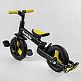 Біговел велосипед трансформер 3в1 з батьківською ручкою Best Trike 58195 колеса PU 10 дюймів, Жовтий, фото 7