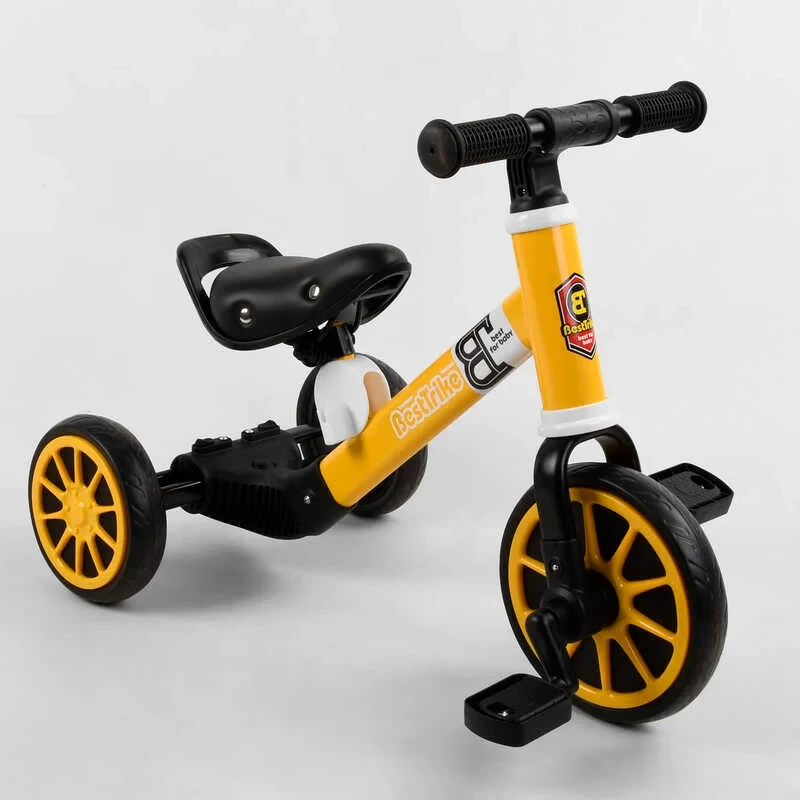 Велосипед біговел 2 в 1 трансформер триколісний 71616 Best Trike велобіг, колеса EVA, Жовтий