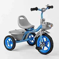 Велосипед триколісний BS-2478 Best Trike Блакитний з гумовими колесами, два кошики, дзвіночок