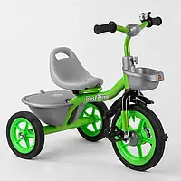 Велосипед триколісний BS-3615 Best Trike Салатовий з гумовими колесами, два кошики, дзвіночок