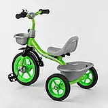 Велосипед триколісний BS-3615 Best Trike Салатовий з гумовими колесами, два кошики, дзвіночок, фото 3