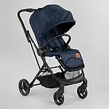 Коляска прогулянкова дитяча "JOY" Liliya 66916 з чохлом на ніжки, колір синій, фото 2