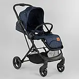Коляска прогулянкова дитяча "JOY" Liliya 66916 з чохлом на ніжки, колір синій, фото 3