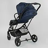 Коляска прогулянкова дитяча "JOY" Liliya 66916 з чохлом на ніжки, колір синій, фото 5
